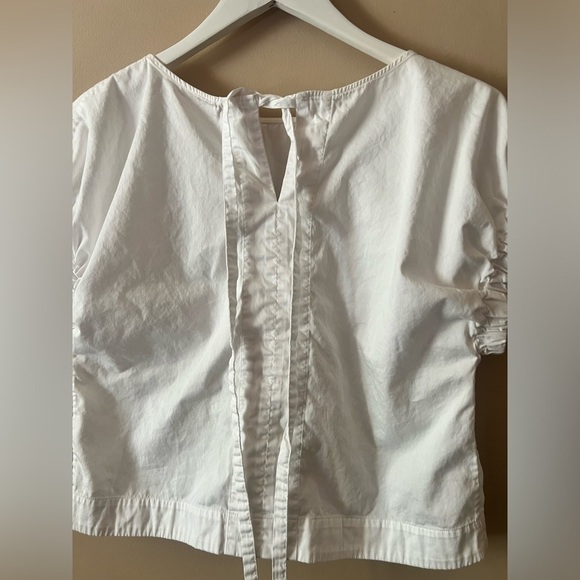 Cuyana White Strappy back tie Top poplin boho chic xs preppy boxy - Picture 12 of 14